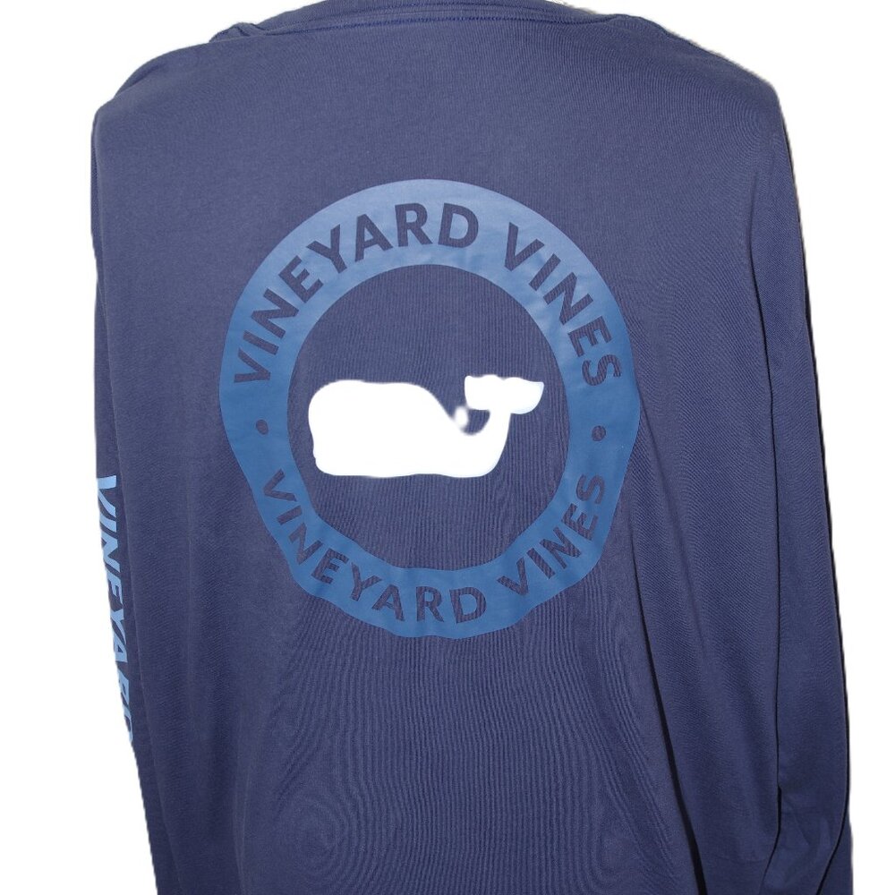 Men’s Vineyard Vines XXL 2XL Long Sleeve Pocket T Navy Blue Graphic Whale